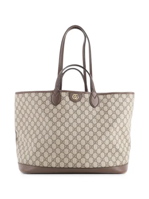 Gucci Pre-Owned Ophidia Top Handle Shopping GG Coated Canvas and Leather Medium tote bag Brown TXMB6U1WXKS2CT85