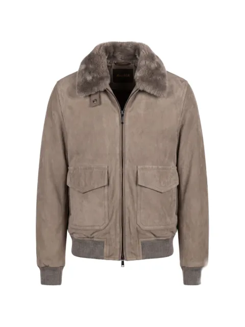 Moorer Antenore shearling-collar suede jacket Brown MOUBO300010UR