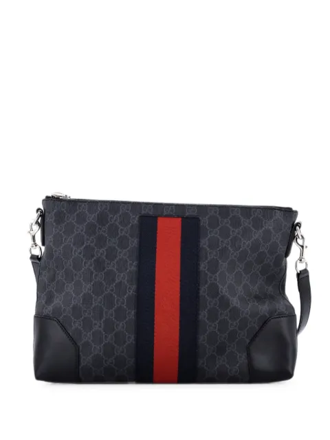 Gucci Pre-Owned Web Zip Flat Messenger GG Coated Canvas Medium crossbody bag Black KLRG6AXX9K2G0J20