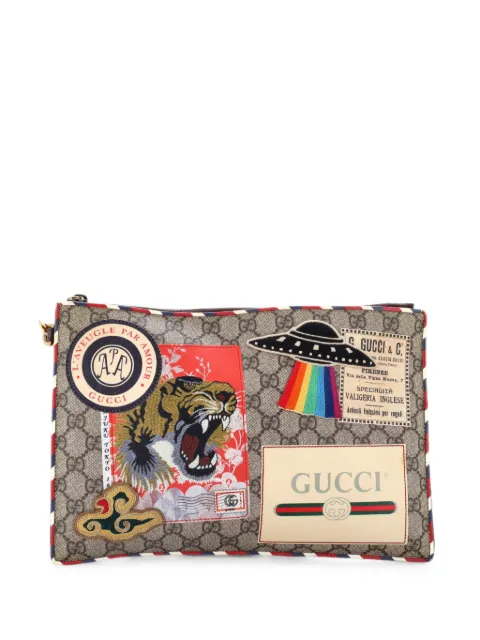 Gucci Pre-Owned Courrier Pouch GG Coated Canvas with Applique clutch bag Brown 7SFACKSTQCENNZ4W