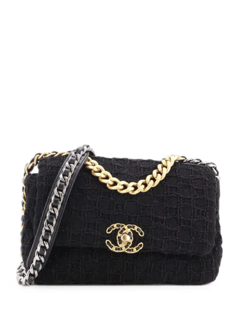 CHANEL Pre-Owned 19 Flap Bag Quilted Tweed Medium crossbody bag Black AHQAD7BPWZWP1PHX