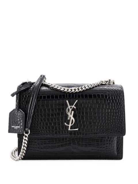 Saint Laurent Pre-Owned Sunset Crocodile Embossed Leather Medium crossbody bag Black 1XIBKOWVXYDP5COX