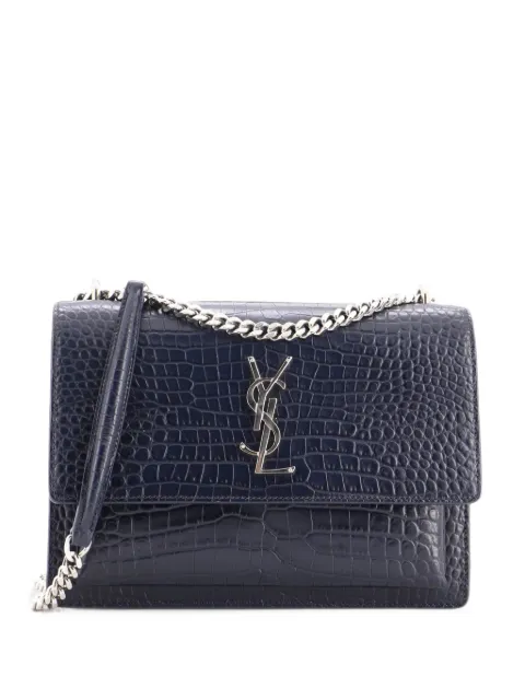 Saint Laurent Pre-Owned Sunset Crocodile Embossed Leather Medium crossbody bag Blue 78G5Y61Z5XA416CD