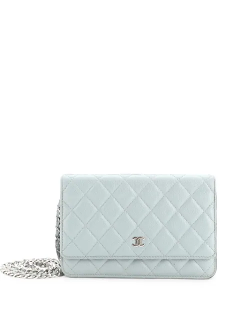 CHANEL Pre-Owned Wallet on Chain Quilted Caviar crossbody bag Blue 4X5568P6ORVVIRGC