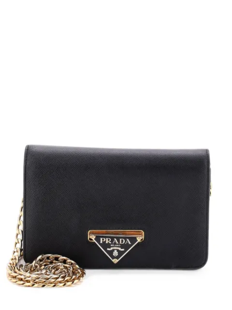 Prada Pre-Owned Flip Lock Wallet on Chain Clutch Saffiano Leather Small shoulder bag Black GRH04NCE4LMS1DCT