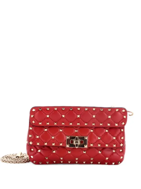 Valentino Garavani Pre-Owned Rockstud Spike Flap Bag Quilted Leather Small crossbody bag Red 1V9QHHBN0BT7Y5R4