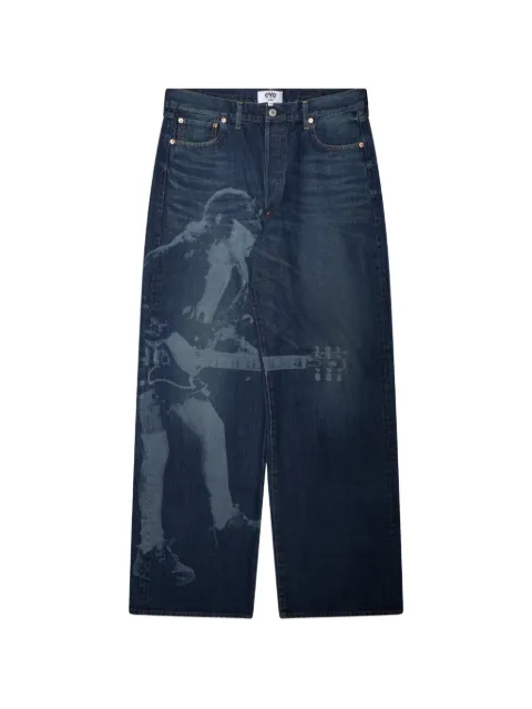 Junya Watanabe MAN x AC/DC-print straight-leg jeans Blue WOP9201001