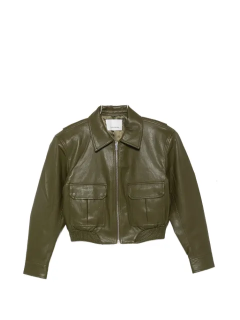 The Frankie Shop cropped zip-up jacket Green JAFS227424160102