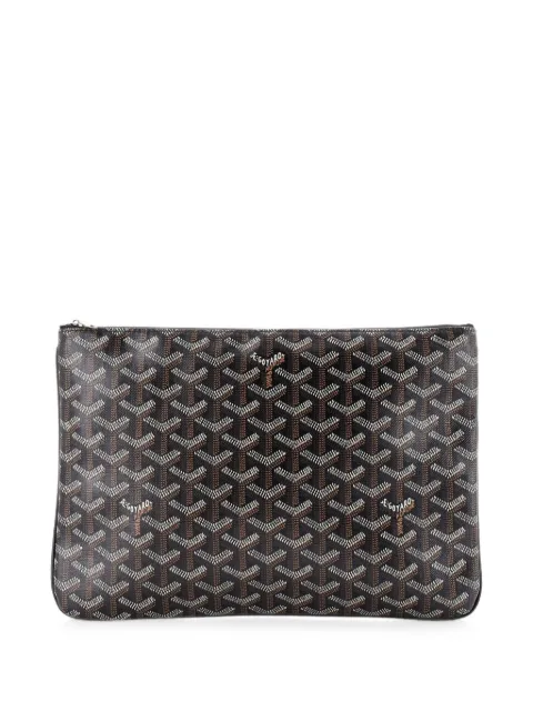 Goyard Pre-Owned Senat Zip Coated Canvas MM pouch Brown 43HXI2UIK4GQJWPI