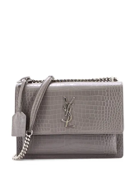 Saint Laurent Pre-Owned Sunset Crocodile Embossed Leather Medium crossbody bag Grey 1965T8XGHTN6SOYA
