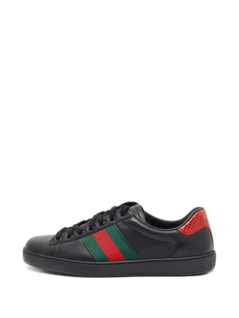 Gucci Pre-Owned Ace Web leather sneakers Black 1411725