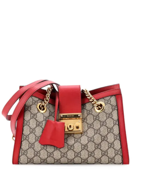 Gucci Pre-Owned Padlock Chain Tote GG Coated Canvas with Leather Small shoulder bag Red 1V4Y6EG34S73N5SY