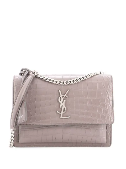 Saint Laurent Pre-Owned Sunset Crocodile Embossed Leather Medium crossbody bag Grey GQMDA56JU3D1NZXN