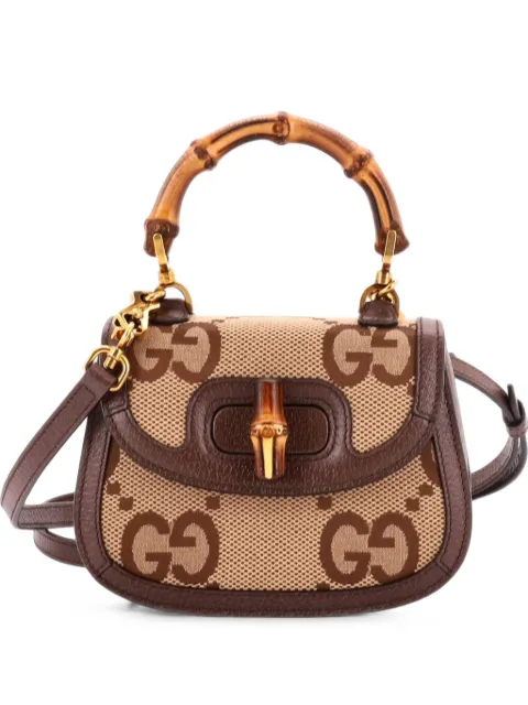 Gucci Pre-Owned Bamboo 1947 Top Handle Bag Jumbo GG Canvas Mini crossbody bag Brown E0KOLB3DH7GEUNPQ