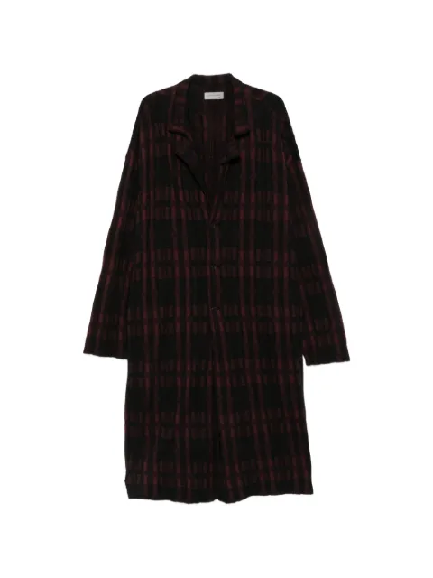 Yohji Yamamoto check-pattern notched-lapel coat Black HWT30084
