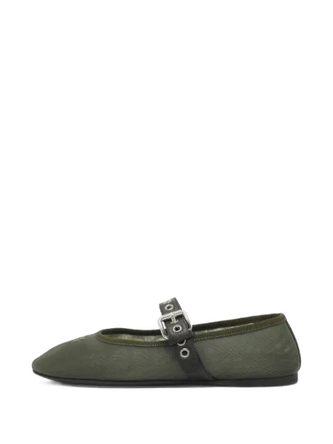 Miu Miu Pre-Owned logo-embroidered ballet flats Green 1405224