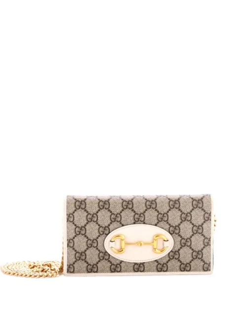 Gucci Pre-Owned Horsebit 1955 Chain Wallet GG Coated Canvas crossbody bag Brown 0PQH4RUCSSB7I81O