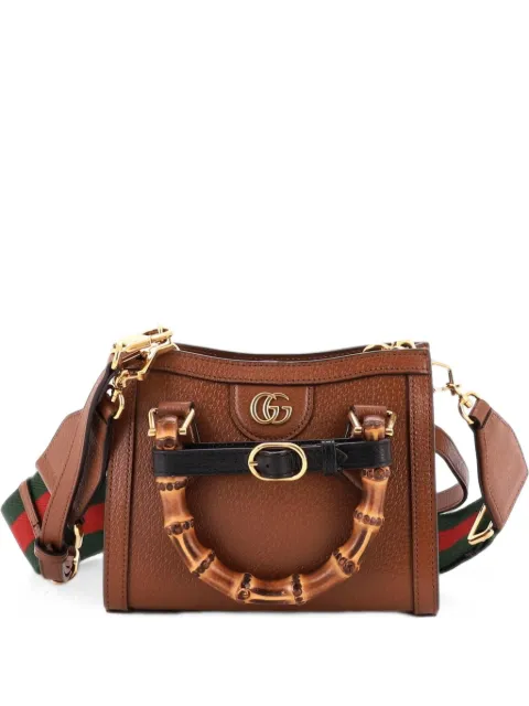Gucci Pre-Owned Diana NM Bamboo Handle Tote Leather Mini crossbody bag Brown 0TC3U3RDA765HDYC
