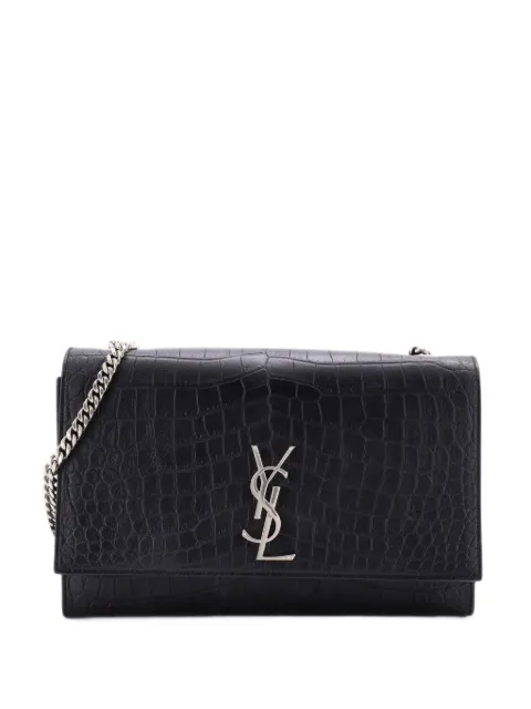 Saint Laurent Pre-Owned Classic Monogram Crocodile Embossed Leather Large crossbody bag Black 0GCJOW78J6OXO8VI