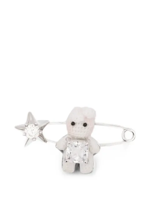 YVMIN crystal-embellished crochet brooch Silver 26093WHT00NN
