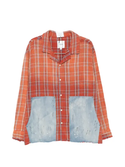 FOUND plaid-pattern panelled shirt Orange FOFW26SR01012