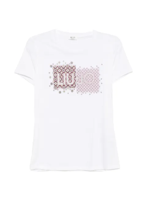 LIU JO logo-print rhinestone-embellished T-shirt White WF6346JS923