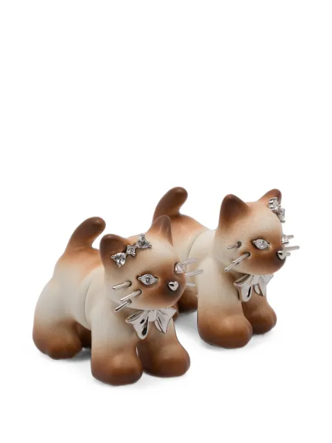 YVMIN Split Kitten crystal-embellished earrings Silver 26611BRW00DLR