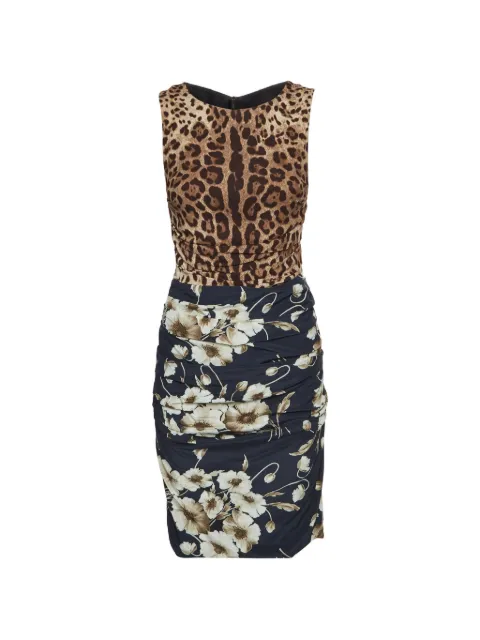Dolce & Gabbana Pre-Owned leopard and floral-print dress Brown 1411721