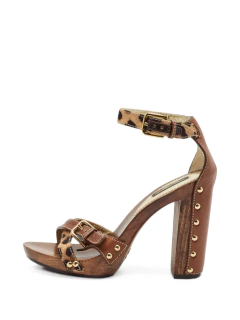 Gucci Pre-Owned leopard-print platform sandals Brown 1410362