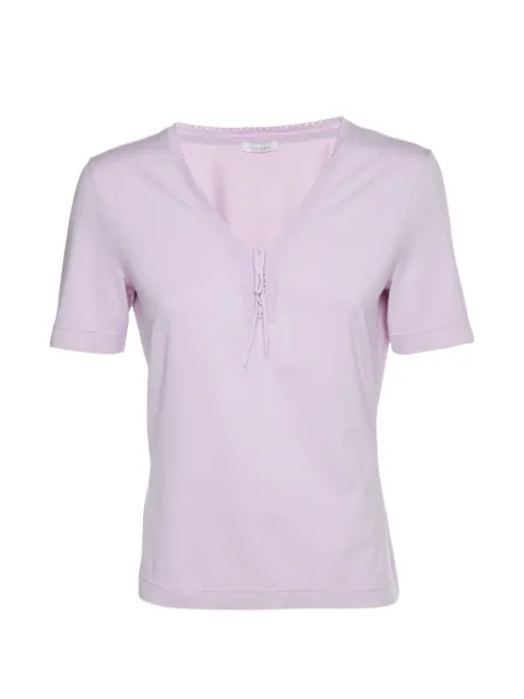 Escada Pre-Owned lace-trim tie-detail T-shirt Purple 1344650