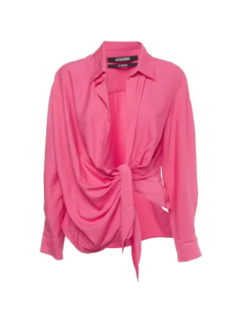 Jacquemus Pre-Owned 2023 Le Raphia draped shirt Pink 1410350