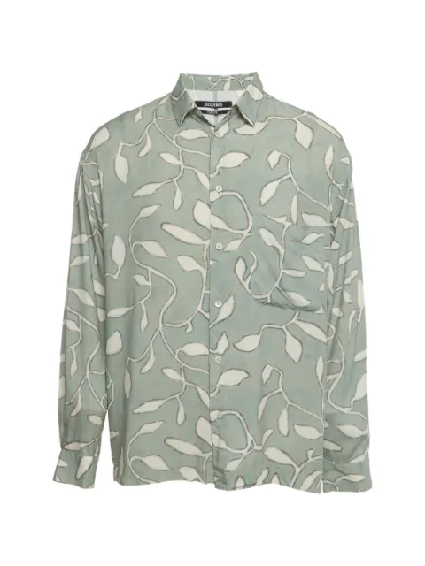 Jacquemus Pre-Owned 2021 La Chemise Baou leaf-print shirt Green 1409957