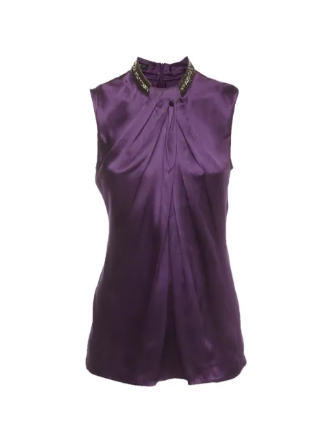 Etro Pre-Owned draped beaded-neck blouse Purple 1410493
