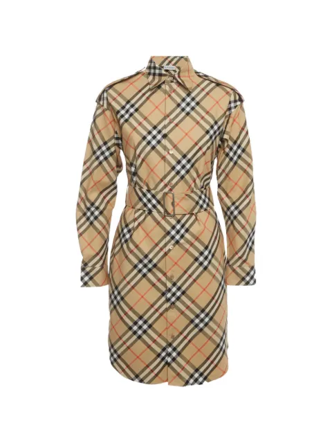 Burberry Pre-Owned belted checked shirt dress Neutrals 1410081