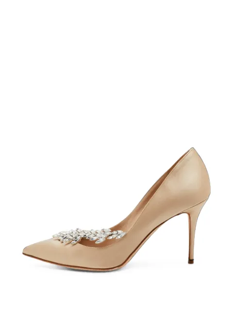 Manolo Blahnik Nadira crystal-embellished pumps Neutrals 1409495