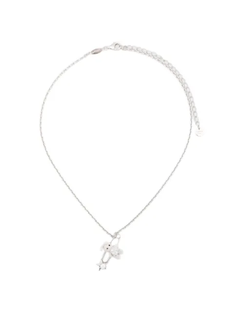 YVMIN safety-pin rabbit-pendant necklace Silver 26736SLV00NN