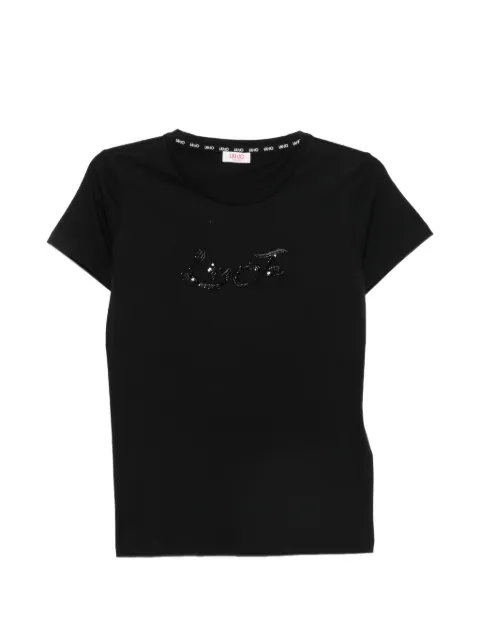 LIU JO sequinned-logo T-shirt Black TF6242JS923