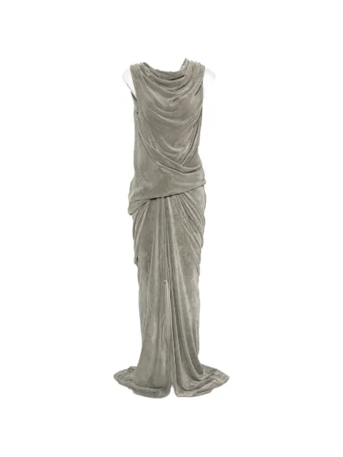 Rick Owens draped velvet maxi dress Grey RO02F5595V48