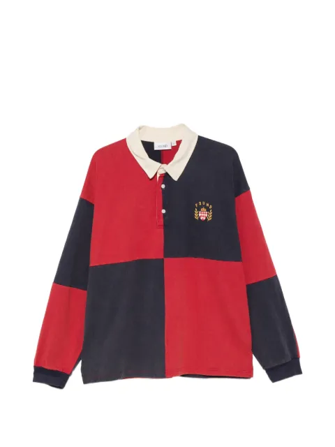 FOUND Crestfield Rugby patchwork long-sleeve polo shirt Red FOFW26TT01685