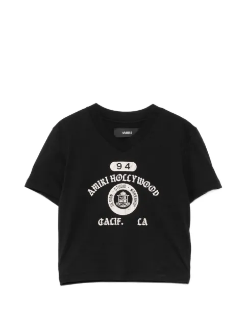 AMIRI logo-print V-neck T-shirt Black AW426JR013