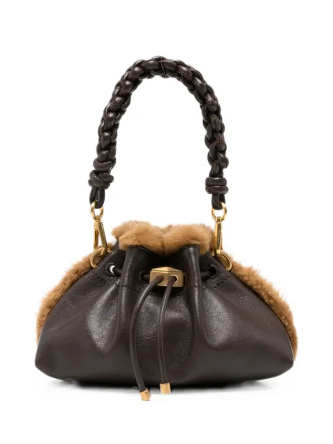 Jimmy Choo Cinch shearling-trimmed leather cross body bag Brown CINCHSMALLH0D1C1830