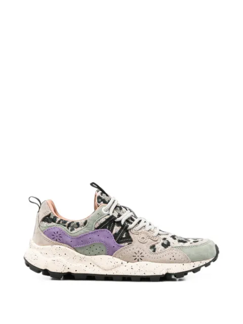FLOWER MOUNTAIN Yamano 3 leopard-print panelled sneakers Neutrals 201781739