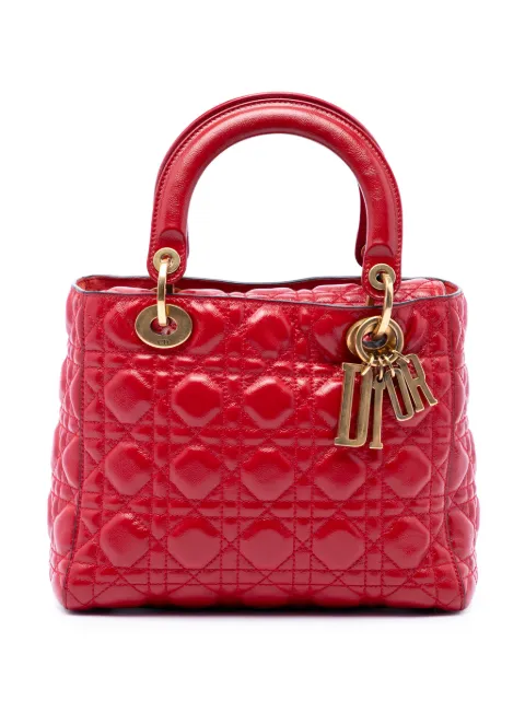 Christian Dior Pre-Owned 2018 Medium Crinkled Patent Cannage Supple Lady Dior satchel Red HRPLAM95WNIBCKZ4