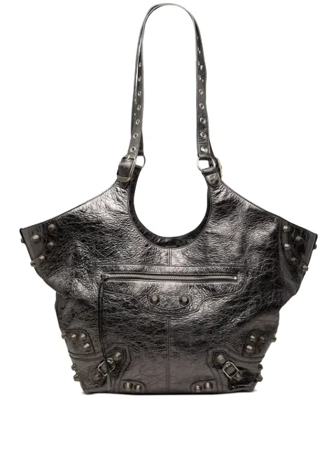 Balenciaga Pre-Owned 2010 Medium Metallic Crinkled Lambskin Le Cagole Carry All tote bag Grey O9V0HHWLKYF02L6U