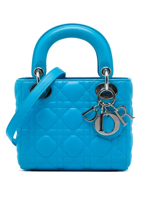 Christian Dior Pre-Owned 2014 Mini Lambskin Cannage Lady Dior satchel Blue HUNP0Y4I1NKUG2IQ