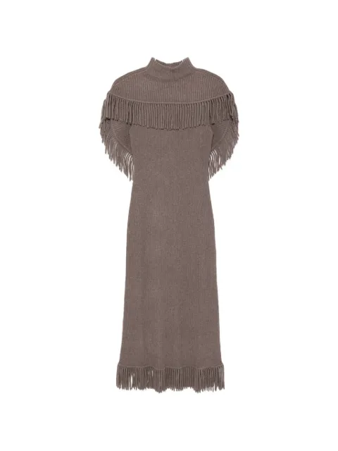 SIMKHAI fringe-trim ribbed-knit dress Brown 5261023K