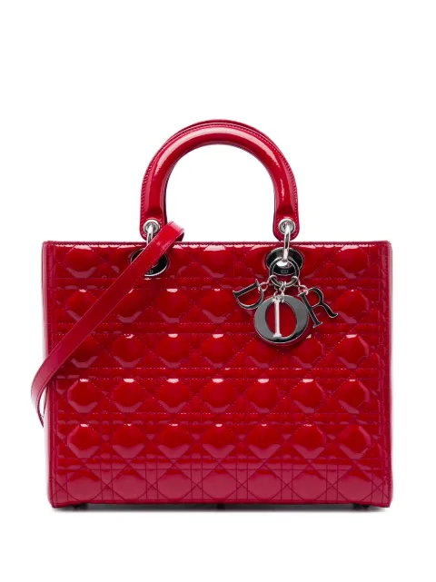 Christian Dior Pre-Owned 2012 Large Patent Cannage Lady Dior satchel Red YAD7RW0T9XIOFAN7