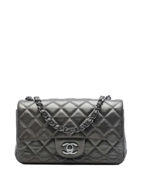 CHANEL Pre-Owned 2013-2014 Mini Rectangular Classic Metallic Lambskin Single Flap crossbody bag Grey FCFE7JN2RF1JWXGL