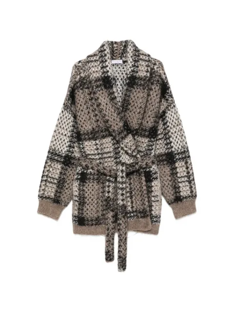 Brunello Cucinelli sequin-embellished checked cardigan Brown MMT571716CKW73