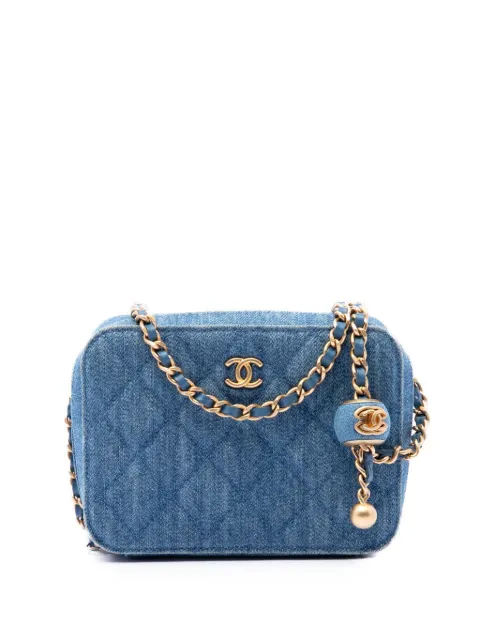 CHANEL Pre-Owned 2021 Quilted Denim Pearl Crush Camera Bag crossbody bag Blue Y5LS93HXQ02VWBRT